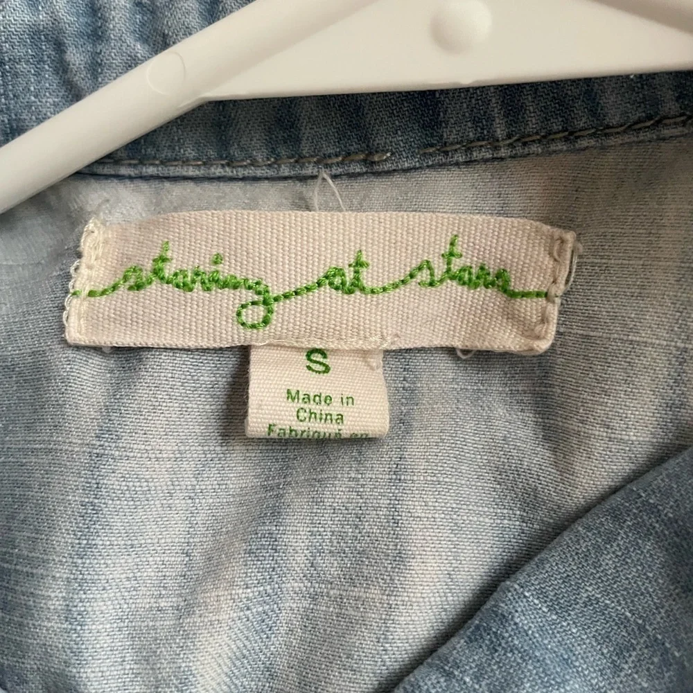 Starring at Stars denim distressed embroidered shirt - Picture 3 of 6